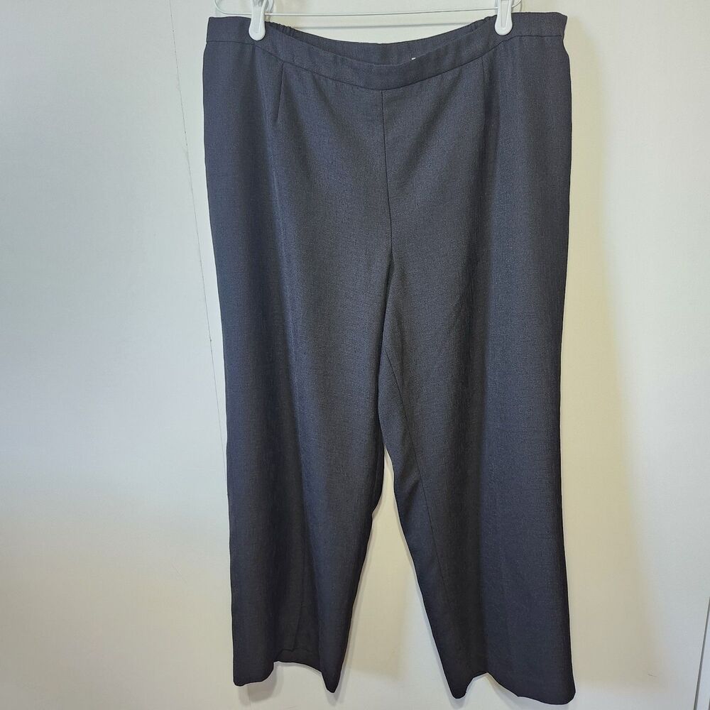 Le Suit Woman Plus Size 18W Charcoal Gray Dress Pants Lined Elastic Waist Slacks